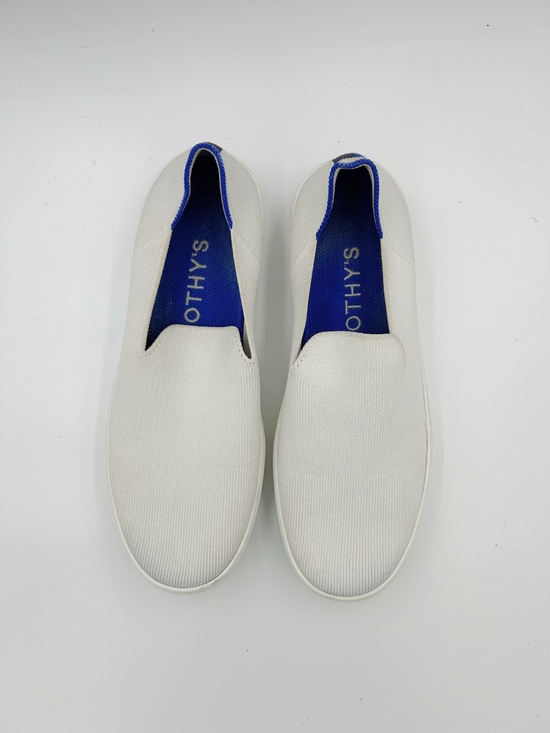 Rothy's Shoes - Rothy's The Sneaker in White/Bright Blue Striped Heel Size 8